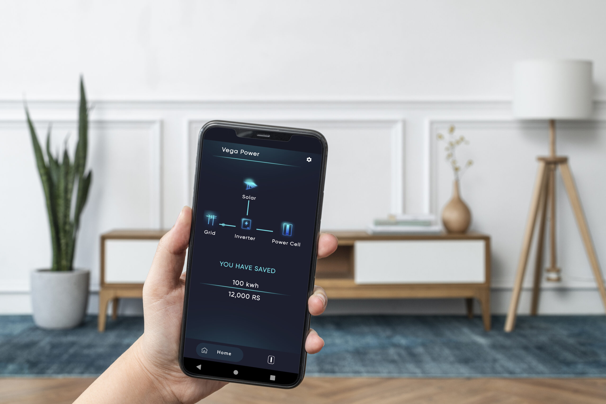 Smart home system mockup psd on mobile phone screen